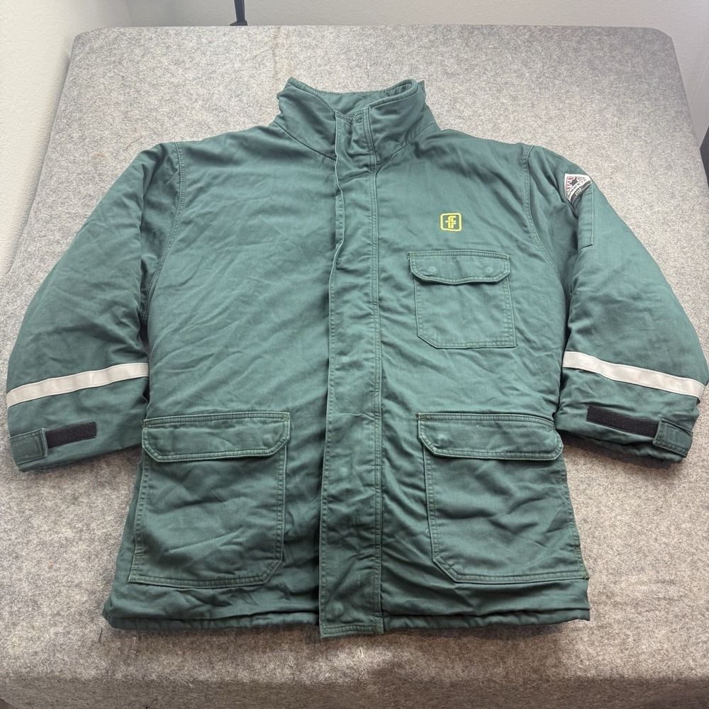 Bulwark FR Jacket Mens 4XL Green Reflective Flame Resistant Workwear Heavy Quilt